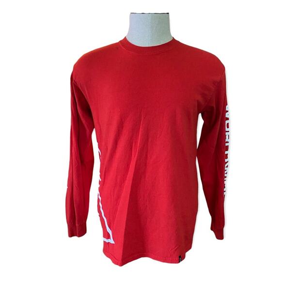 HUF Red Long Sleeve Graphic Print Shirt Size Medium - Picture 1 of 3